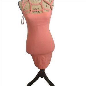 #935 ASOS dark peach/coral  color bodcon fit strappy mini sz 4